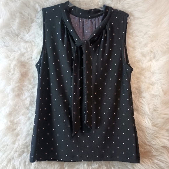 Talbots Black and White Pattern V-neck Sleeveless Top Size Small - Picture 2 of 5